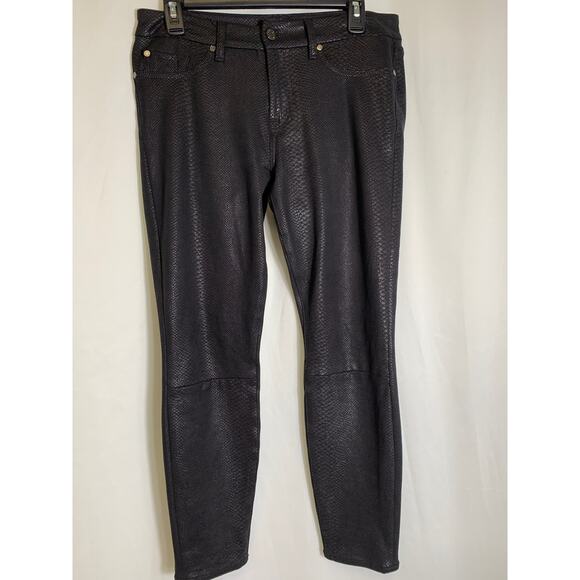 EUC 7 FOR All MANKIND Black Snakeprint Straight Leg Pants - Picture 1 of 4